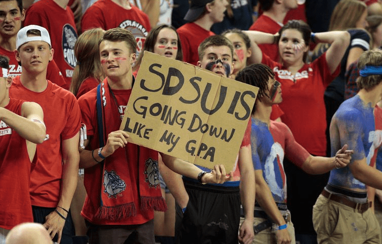 Gonzaga fan with sign