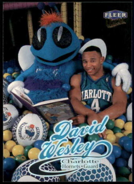David Wesley basketball card with Hornets mascot