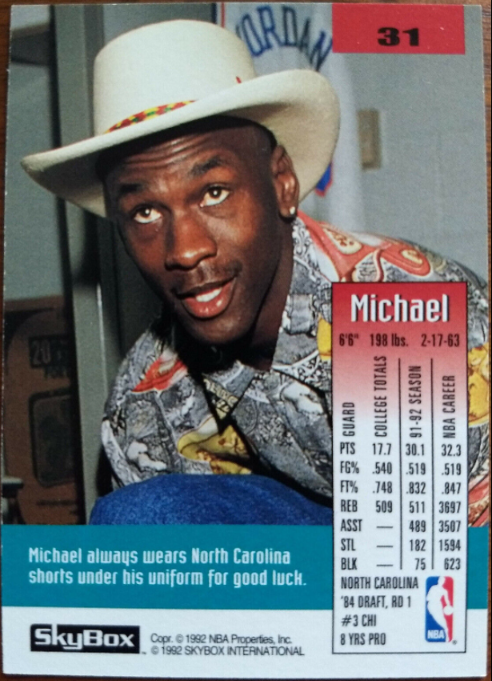 Michael Jordan basketball card with cowboy hat