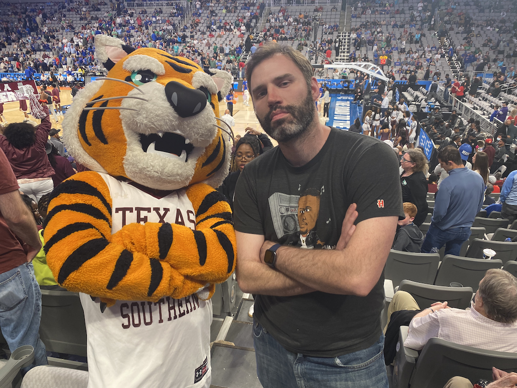 Posing with Tommy the Tiger from Texas Southern