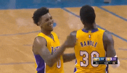 D'Angelo Russell high-fiving himself when his teammates ignore him.
